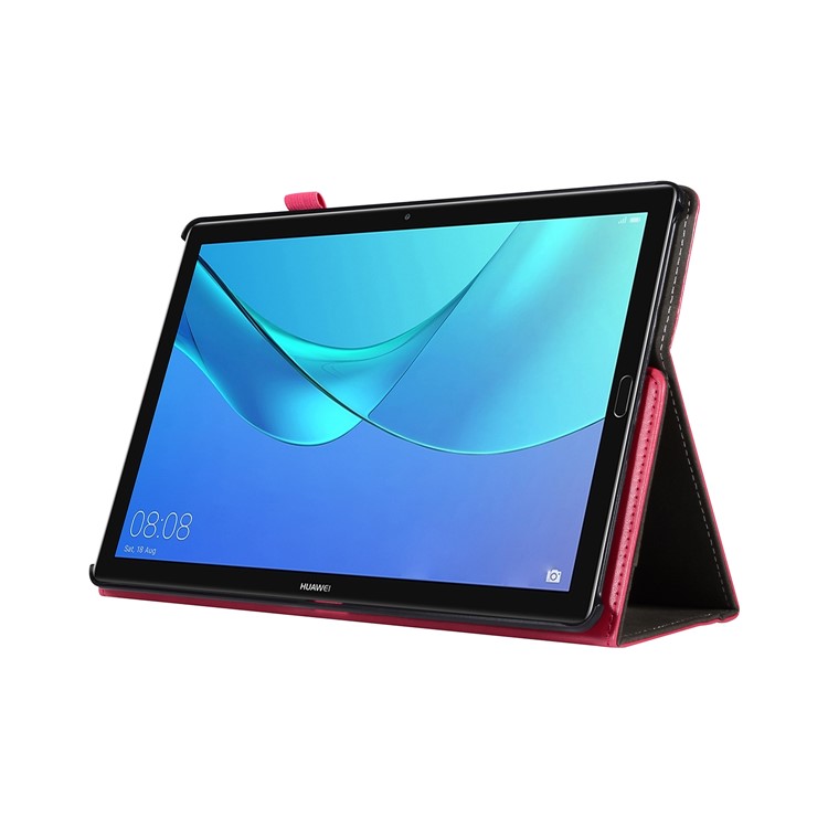 Wallet Stand Leather Shell with Elastic Band for Huawei MediaPad M5 10/M5 10 (Pro) - Rose-6