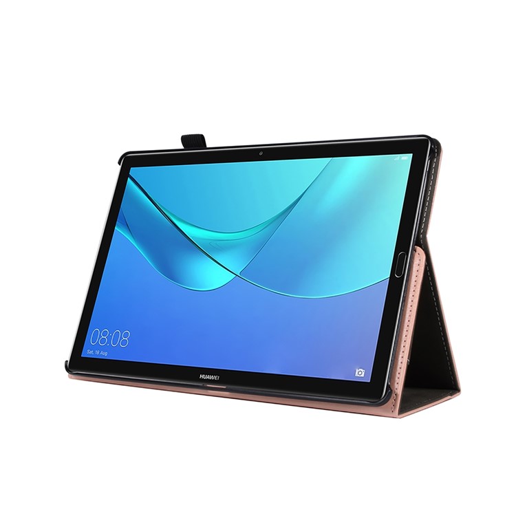 Wallet Stand Leather Protector Cover with Elastic Band for Huawei MediaPad M5 10/M5 10 (Pro) - Gold-6