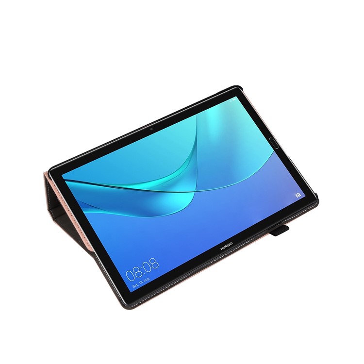 Wallet Stand Leather Protector Cover with Elastic Band for Huawei MediaPad M5 10/M5 10 (Pro) - Gold-8