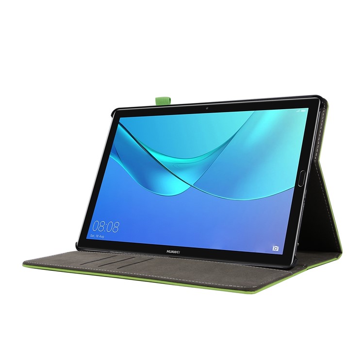Wallet Stand Leather Protector Shell with Elastic Band for Huawei MediaPad M5 10/M5 10 (Pro) - Green-5