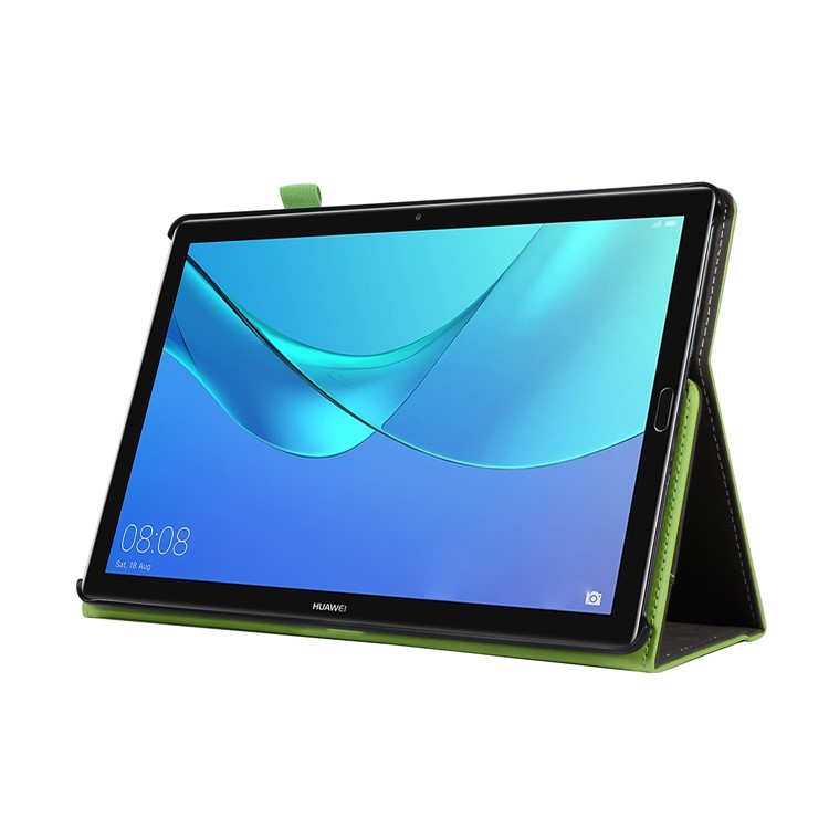 Wallet Stand Leather Protector Shell with Elastic Band for Huawei MediaPad M5 10/M5 10 (Pro) - Green-6