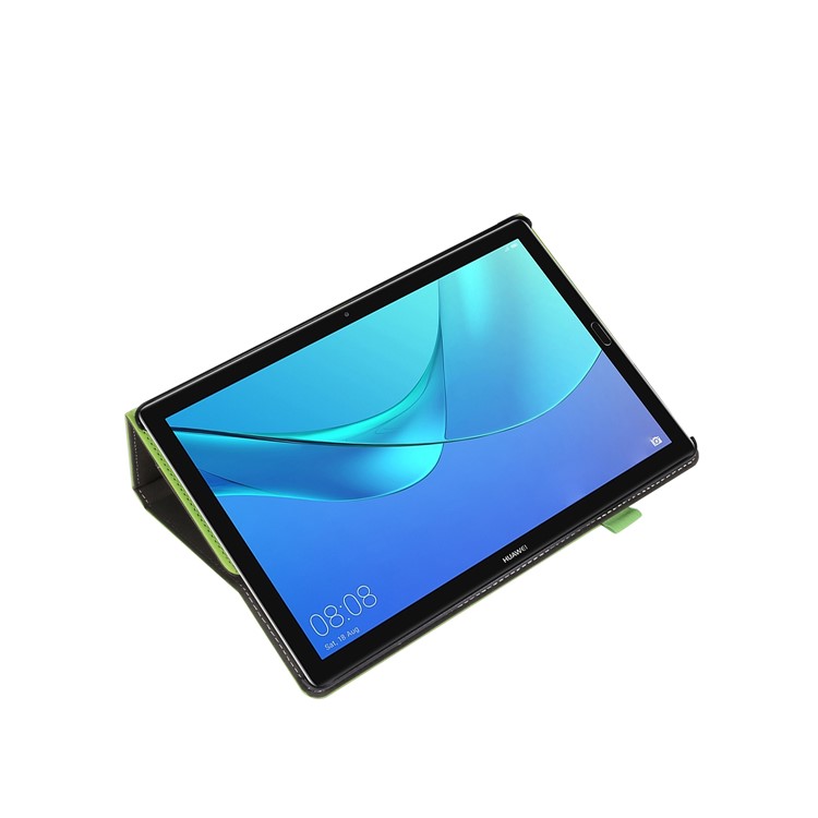 Wallet Stand Leather Protector Shell with Elastic Band for Huawei MediaPad M5 10/M5 10 (Pro) - Green-7