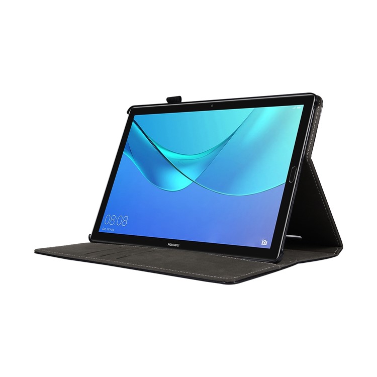 Wallet Stand Leather Tablet Cover Case with Elastic Band for Huawei MediaPad M5 10/M5 10 (Pro) - Dark Blue-5