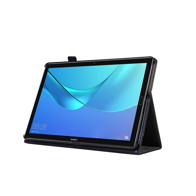 Wallet Stand Leather Tablet Cover Case with Elastic Band for Huawei MediaPad M5 10/M5 10 (Pro) - Dark Blue-6