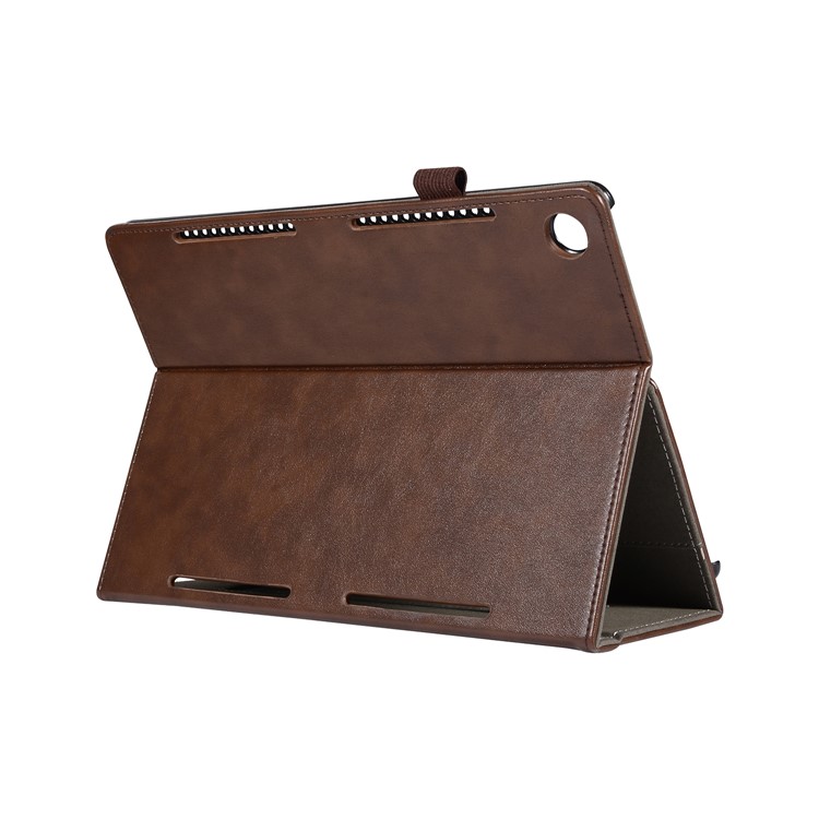 Wallet Stand Leather Case Shell with Elastic Band for Huawei MediaPad M5 10/M5 10 (Pro) - Brown-7