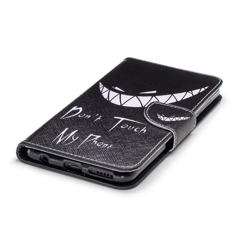 Pattern Printing Leather Wallet Cover for Huawei Honor 7C/Enjoy 8 /Y7 Prime (2018) - Do not Touch My Phone-6