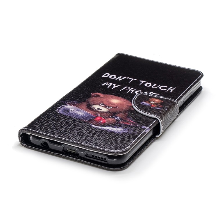 Pattern Printing Leather Card Holder Protection Flip Case for Huawei Honor 7C/Enjoy 8 /Y7 Prime (2018) - Brown Bear-6