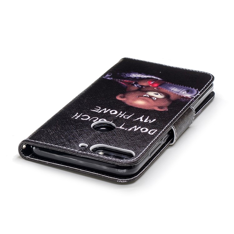 Pattern Printing Leather Card Holder Protection Flip Case for Huawei Honor 7C/Enjoy 8 /Y7 Prime (2018) - Brown Bear-7