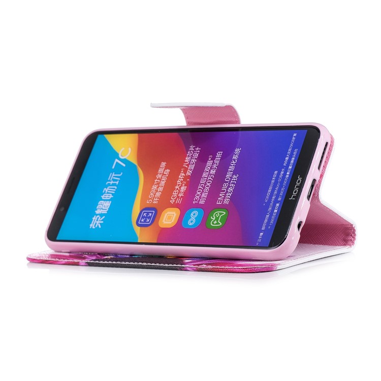 Pattern Printing Wallet Leather Stand Cover for Huawei Honor 7C/Enjoy 8 /Y7 Prime (2018) - Colorful Petals-5