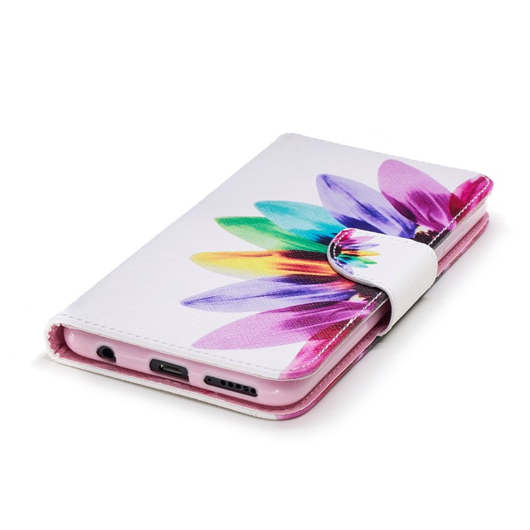 Pattern Printing Wallet Leather Stand Cover for Huawei Honor 7C/Enjoy 8 /Y7 Prime (2018) - Colorful Petals-6