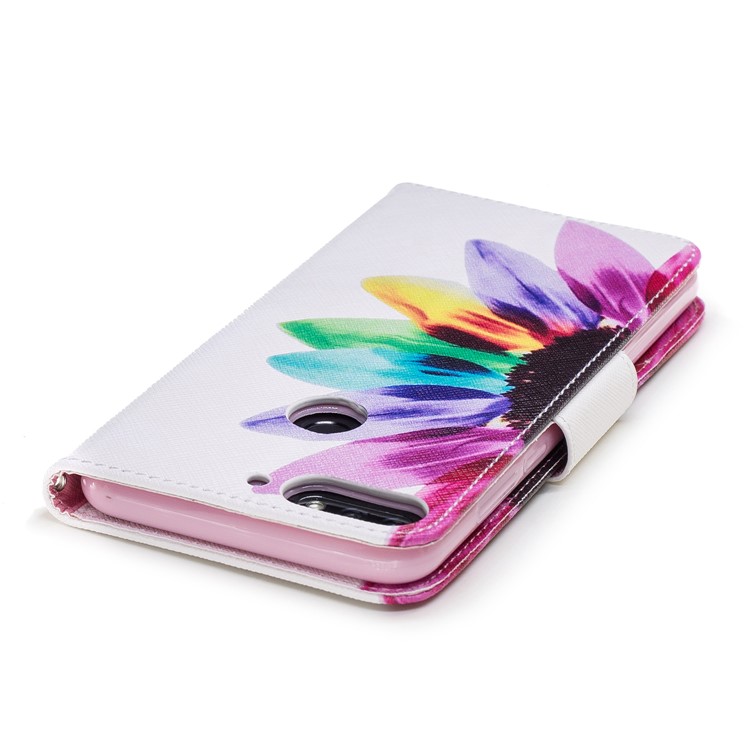 Pattern Printing Wallet Leather Stand Cover for Huawei Honor 7C/Enjoy 8 /Y7 Prime (2018) - Colorful Petals-7