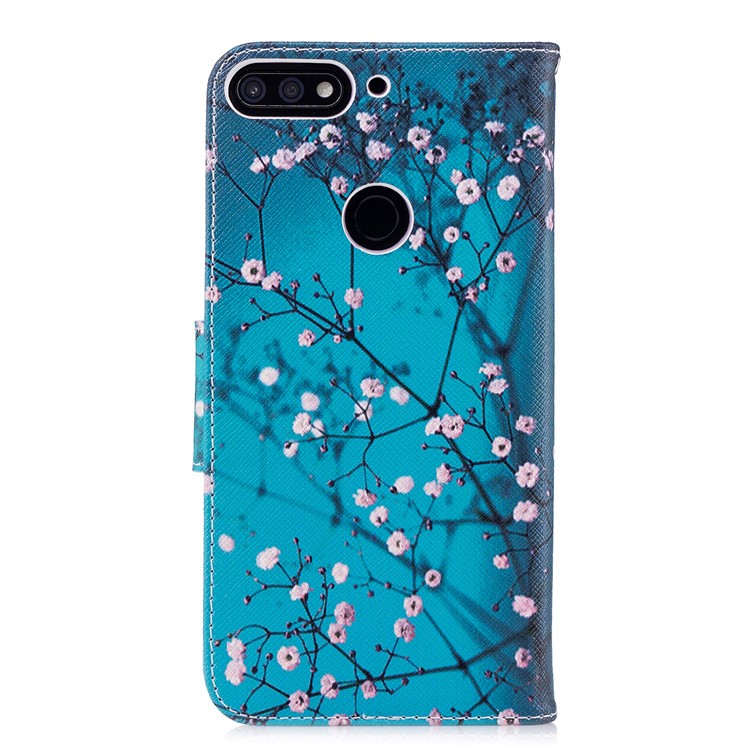 Pattern Printing Wallet Leather Stand Case for Huawei Y7 Prime (2018)/ Honor 7C/Enjoy 8 - Tree with Flowers-3