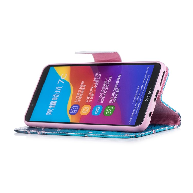 Pattern Printing Wallet Leather Stand Case for Huawei Y7 Prime (2018)/ Honor 7C/Enjoy 8 - Tree with Flowers-5