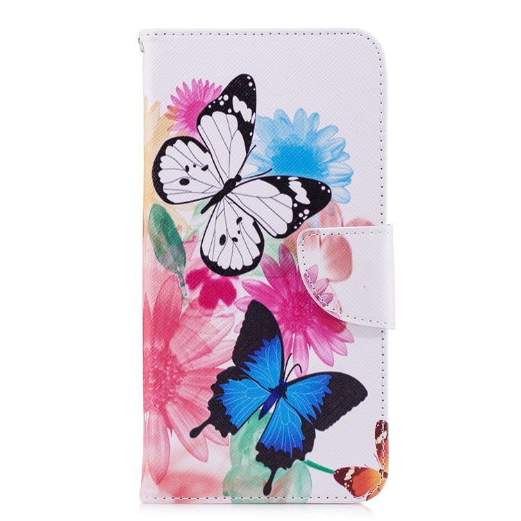 Pattern Printing Stand Leather Wallet Phone Cover Case for Huawei Y7 Prime (2018)/ Honor 7C/Enjoy 8 - Vivid Butterflies-2