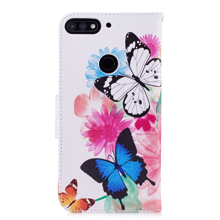 Pattern Printing Stand Leather Wallet Phone Cover Case for Huawei Y7 Prime (2018)/ Honor 7C/Enjoy 8 - Vivid Butterflies-3