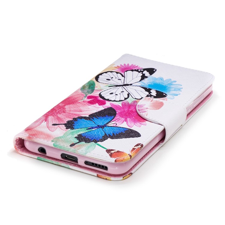 Pattern Printing Stand Leather Wallet Phone Cover Case for Huawei Y7 Prime (2018)/ Honor 7C/Enjoy 8 - Vivid Butterflies-6