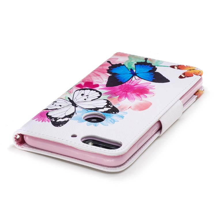 Pattern Printing Stand Leather Wallet Phone Cover Case for Huawei Y7 Prime (2018)/ Honor 7C/Enjoy 8 - Vivid Butterflies-7