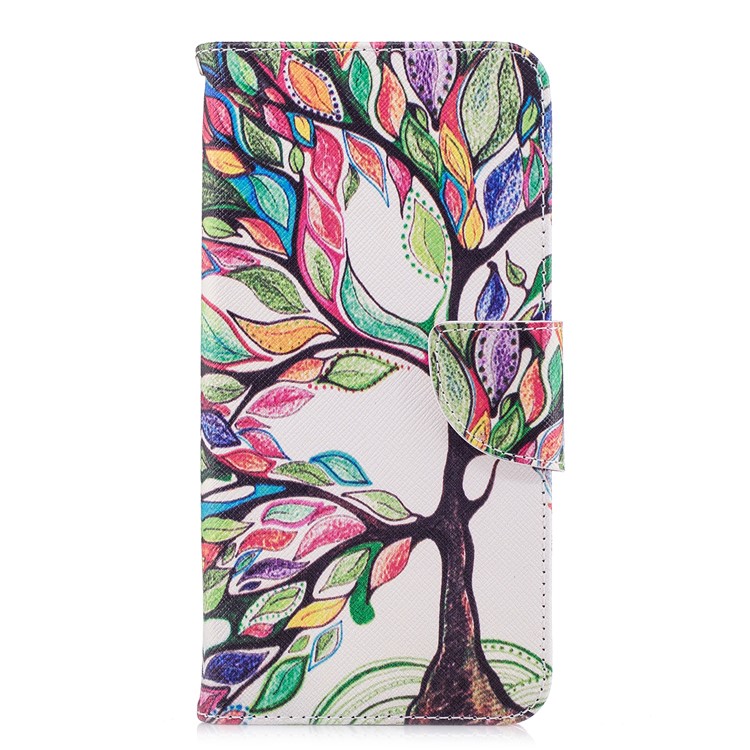 For Huawei Y7 Prime (2018)/ Honor 7C/Enjoy 8 Pattern Printing PU Leather Wallet Stand Mobile Phone Case - Colorized Tree-2