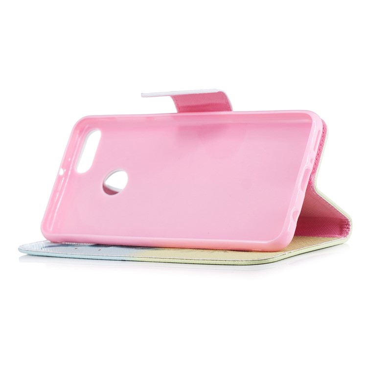 Pattern Printing Leather Wallet Cover for Huawei Y9 (2018) / Enjoy 8 Plus - Feather Pattern-5