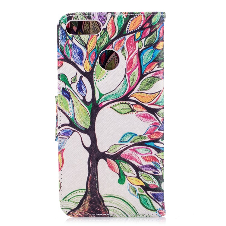 Pattern Printing PU Leather Wallet Flip Case for Huawei Y9 (2018) / Enjoy 8 Plus - Colorized Tree-3