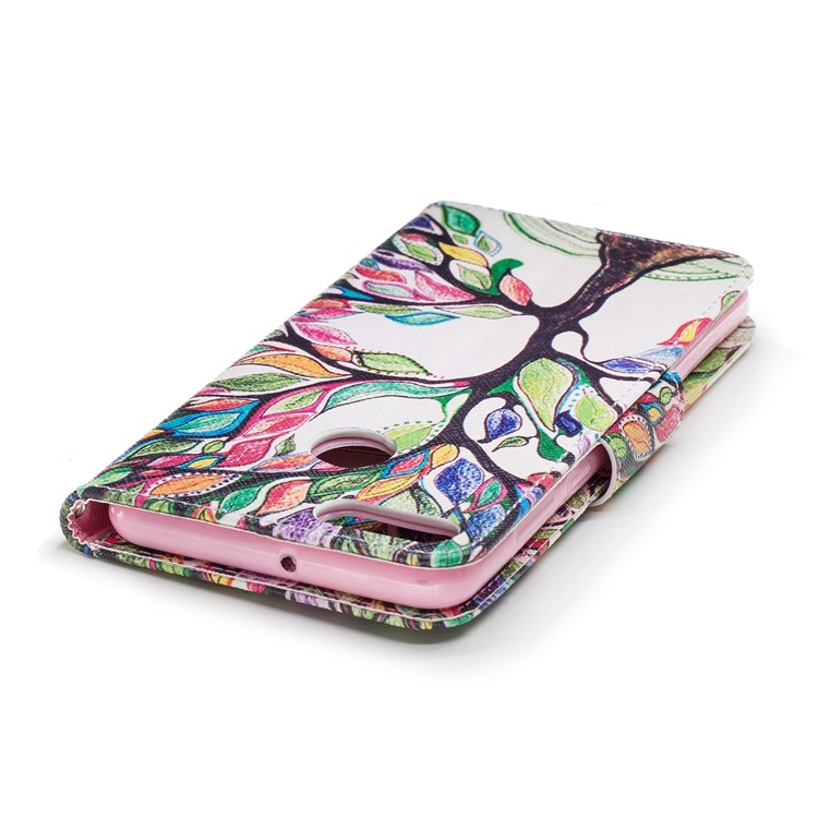 Pattern Printing PU Leather Wallet Flip Case for Huawei Y9 (2018) / Enjoy 8 Plus - Colorized Tree-7