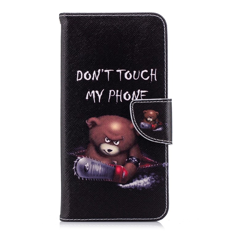Pattern Printing Leather Card Holder Cover for Huawei Y9 (2018) / Enjoy 8 Plus - Brown Bear-2