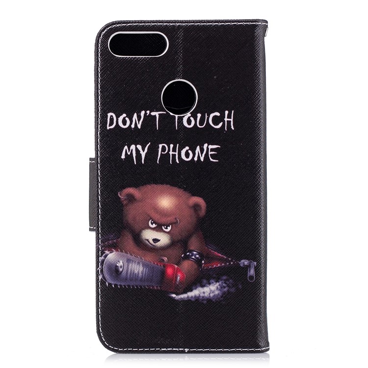 Pattern Printing Leather Card Holder Cover for Huawei Y9 (2018) / Enjoy 8 Plus - Brown Bear-3