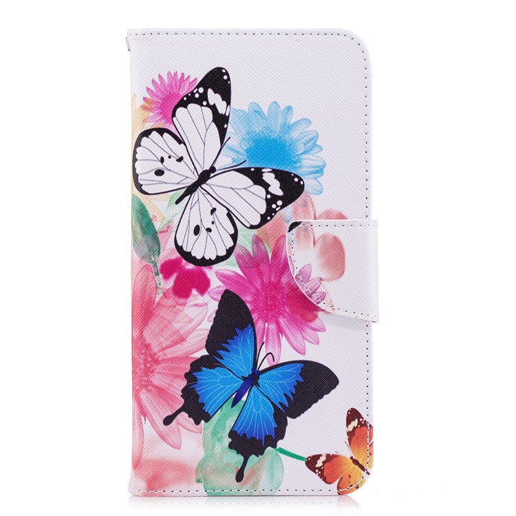 Pattern Printing Leather Stand Wallet Cover Shell for Huawei Y9 (2018) / Enjoy 8 Plus - Vivid Butterflies-2