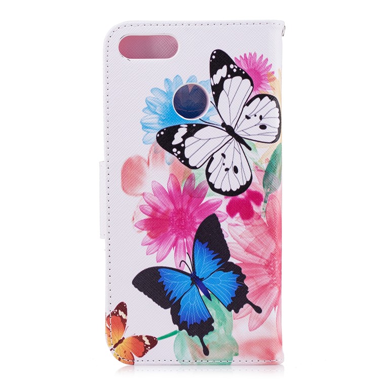 Pattern Printing Leather Stand Wallet Cover Shell for Huawei Y9 (2018) / Enjoy 8 Plus - Vivid Butterflies-3
