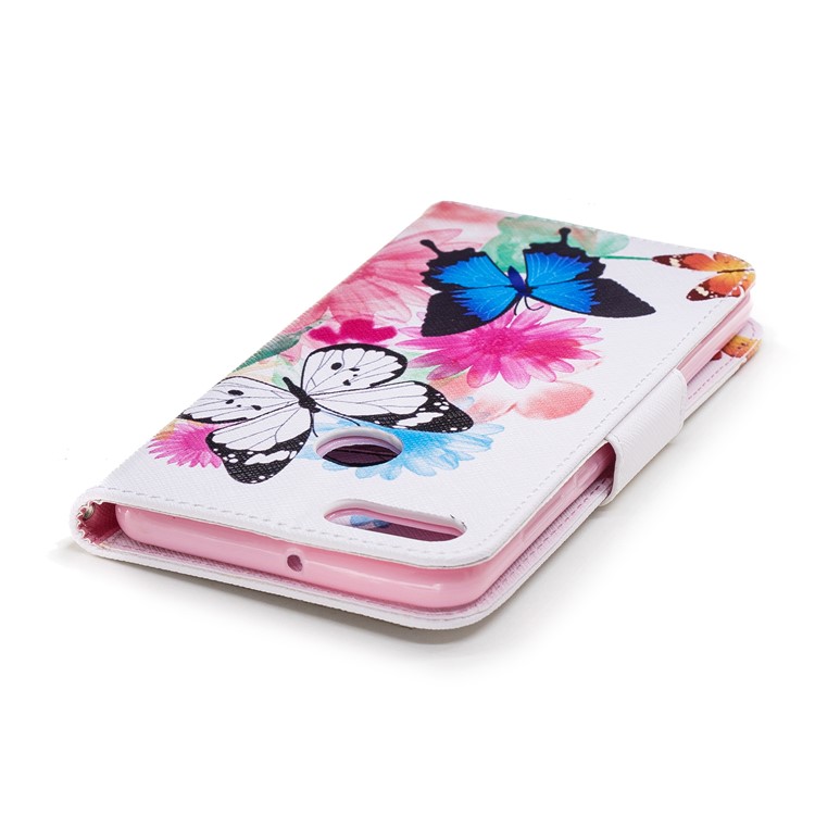 Pattern Printing Leather Stand Wallet Cover Shell for Huawei Y9 (2018) / Enjoy 8 Plus - Vivid Butterflies-7