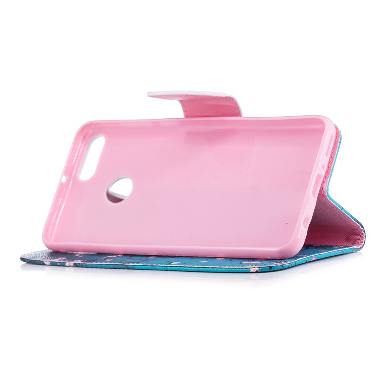 Patterned Leather Wallet Stand Case with Card Holders for Huawei Y9 (2018) / Enjoy 8 Plus - Tree with Flowers-5