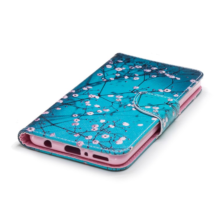 Patterned Leather Wallet Stand Case with Card Holders for Huawei Y9 (2018) / Enjoy 8 Plus - Tree with Flowers-6