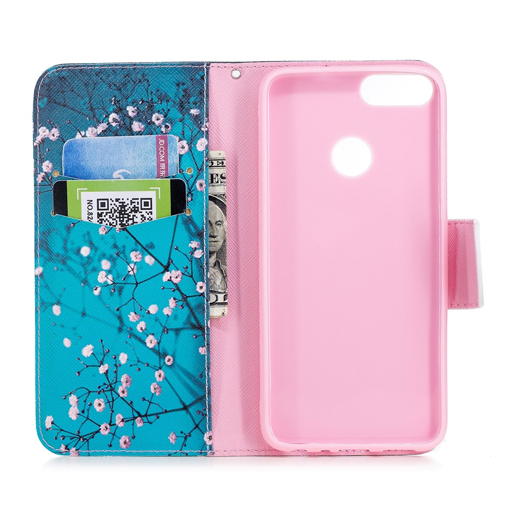 Pattern Printing PU Leather Wallet Stand Cover Case for Huawei P Smart/Enjoy 7S - Wintersweet-8