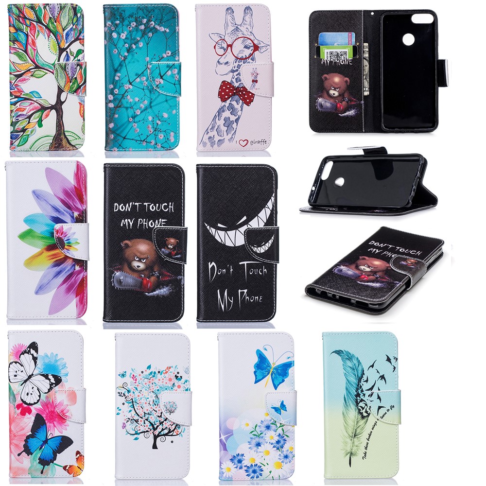 Pattern Printing PU Leather Wallet Stand Cover Case for Huawei P Smart/Enjoy 7S - Wintersweet-9