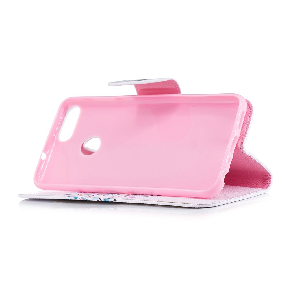 Pattern Printing PU Leather Wallet Stand Cover for Huawei P Smart/Enjoy 7S - Floret Tree-5