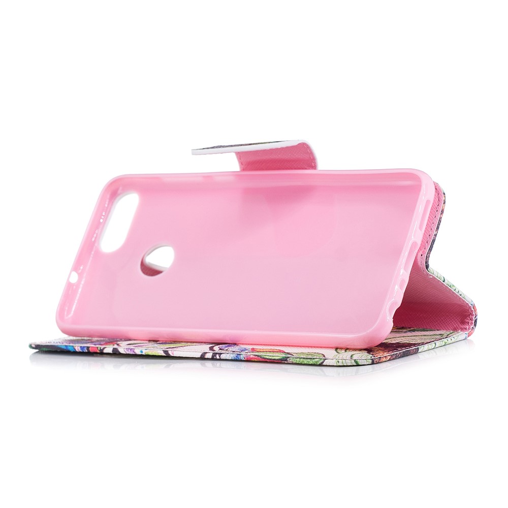 Pattern Printing PU Leather Wallet Stand Case for Huawei P Smart/Enjoy 7S - Colorized Tree-5