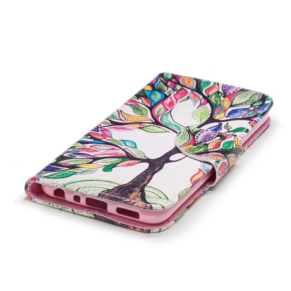 Pattern Printing PU Leather Wallet Stand Case for Huawei P Smart/Enjoy 7S - Colorized Tree-6
