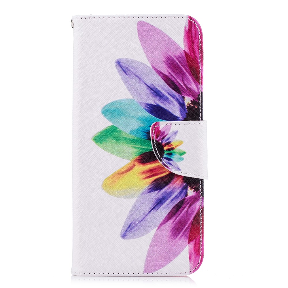 Pattern Printing PU Leather Wallet Stand Shell for Huawei P Smart/Enjoy 7S - Colorful Petals-2