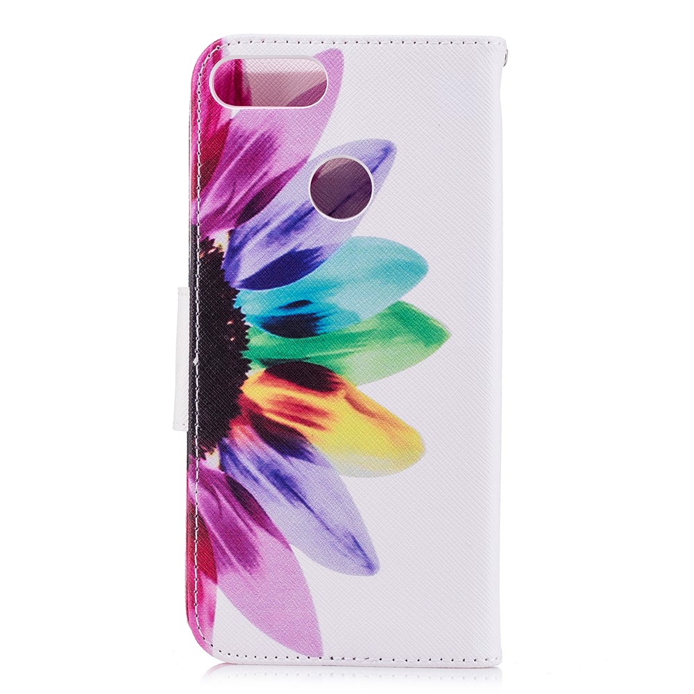 Pattern Printing PU Leather Wallet Stand Shell for Huawei P Smart/Enjoy 7S - Colorful Petals-3