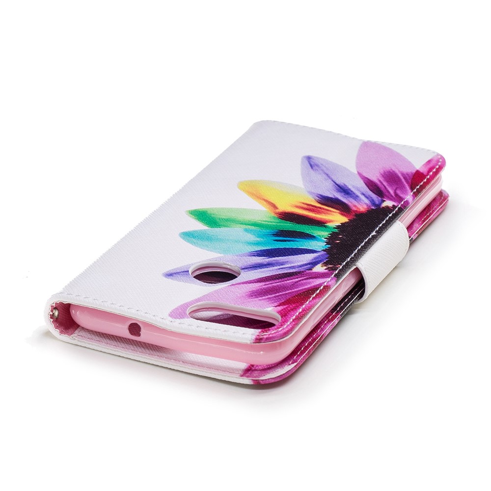 Pattern Printing PU Leather Wallet Stand Shell for Huawei P Smart/Enjoy 7S - Colorful Petals-7