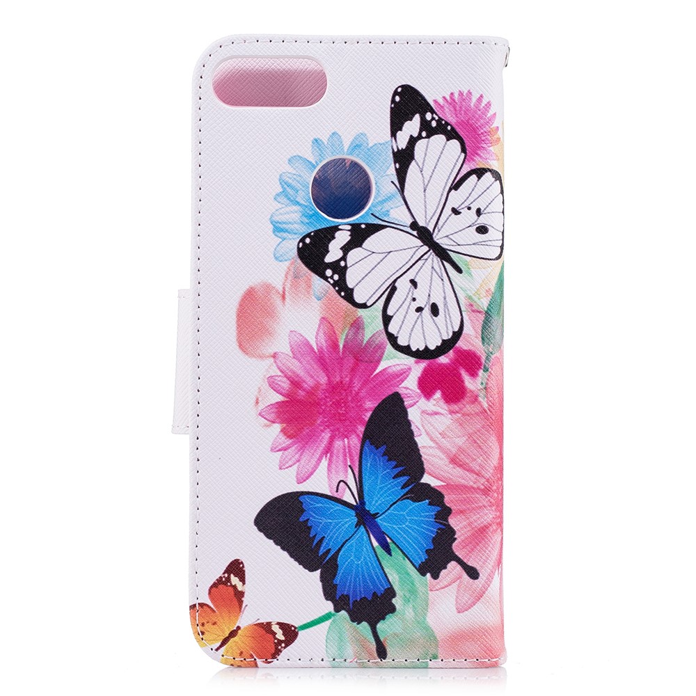 Pattern Printing PU Leather Wallet Stand Cell Phone Case for Huawei P Smart/Enjoy 7S - Butterflies and Flowers-3