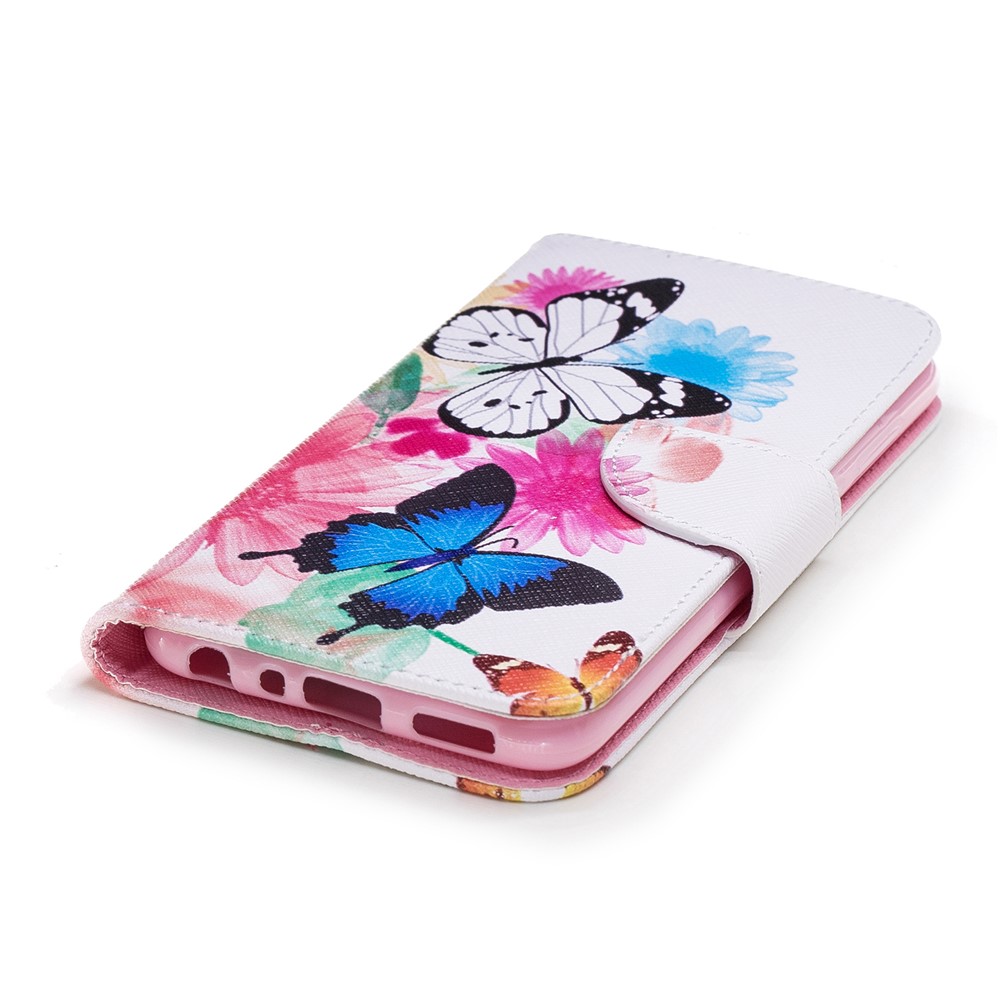 Pattern Printing PU Leather Wallet Stand Cell Phone Case for Huawei P Smart/Enjoy 7S - Butterflies and Flowers-6