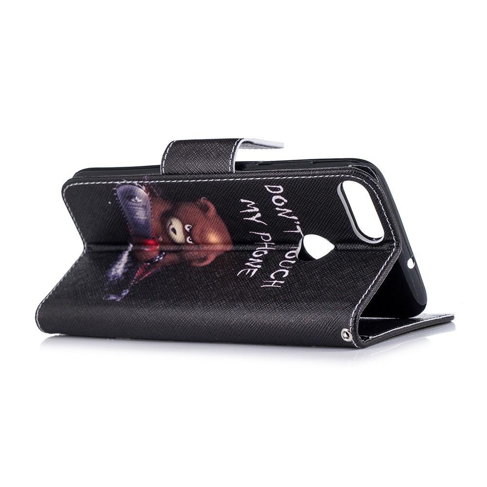 Patrón De Impresión De Cuero De La PU Soporte De La Cáscara Del Teléfono Celular Para Huawei P Inteligente / Enjoy 7S - Soportar Y No Tocar Mi Teléfono-4