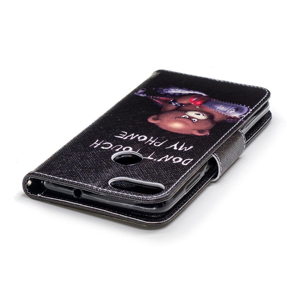 Patrón De Impresión De Cuero De La PU Soporte De La Cáscara Del Teléfono Celular Para Huawei P Inteligente / Enjoy 7S - Soportar Y No Tocar Mi Teléfono-7
