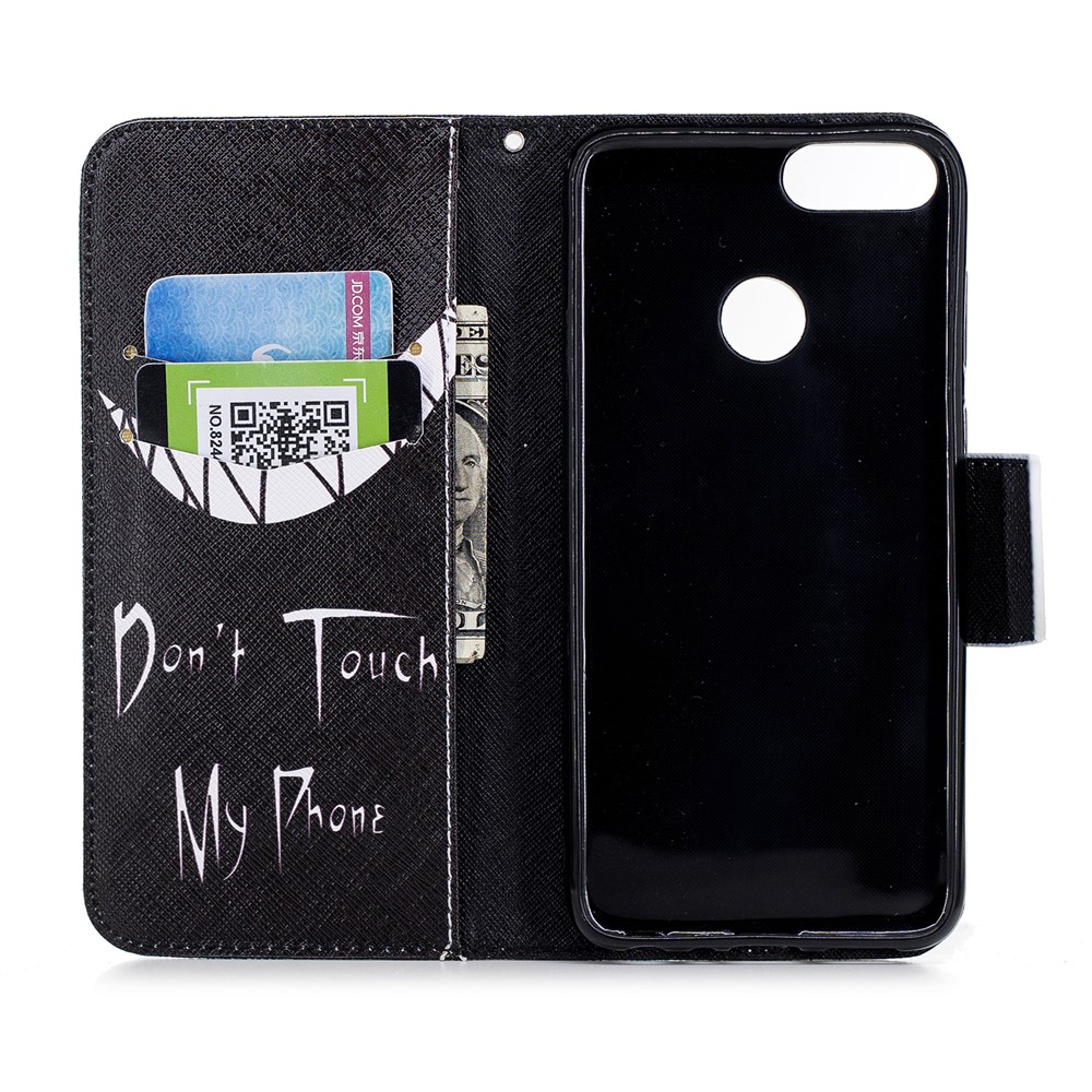 Pattern Printing PU Leather Wallet Stand Protective Case for Huawei P Smart/Enjoy 7S - Angry Face-8