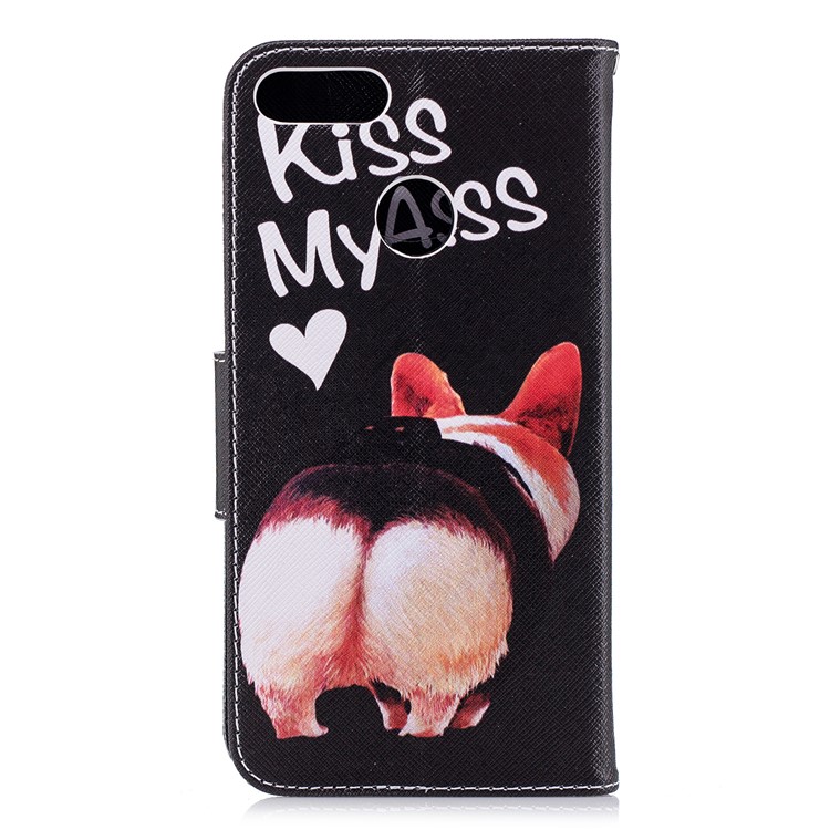 Pattern Printing Leather Wallet Case for Huawei Y9 (2018) / Enjoy 8 Plus - Kiss My Ass-3
