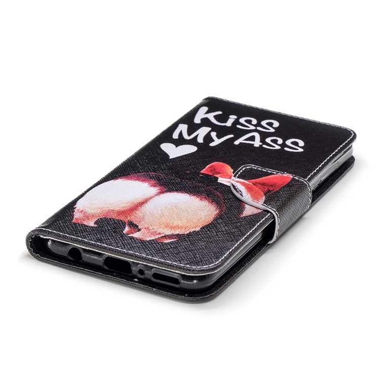 Pattern Printing Leather Wallet Case for Huawei Y9 (2018) / Enjoy 8 Plus - Kiss My Ass-6