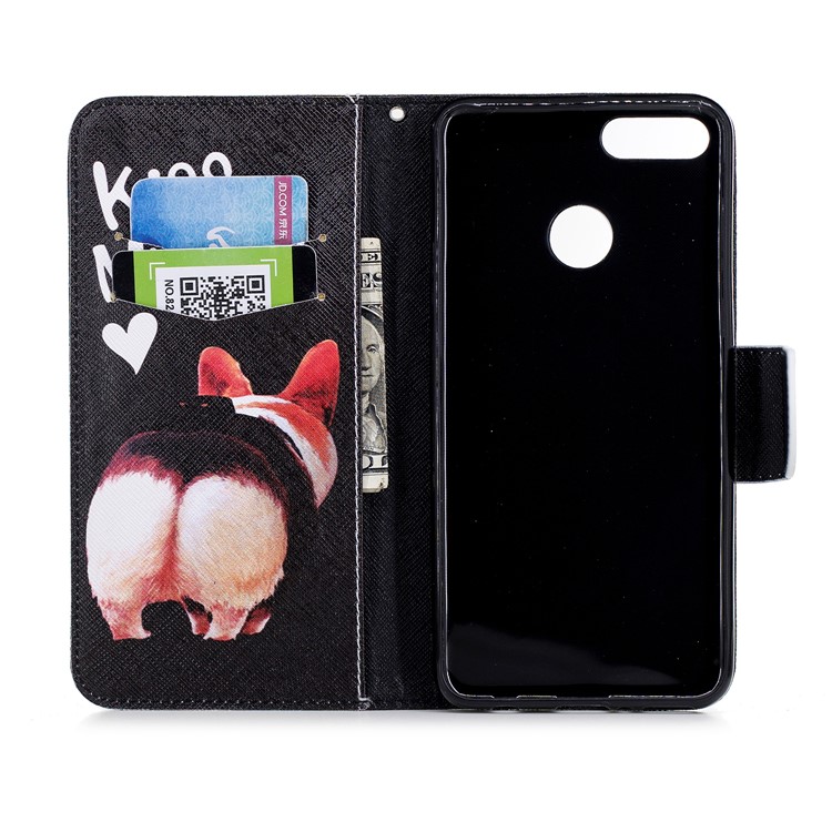 Pattern Printing Leather Wallet Case for Huawei Y9 (2018) / Enjoy 8 Plus - Kiss My Ass-8