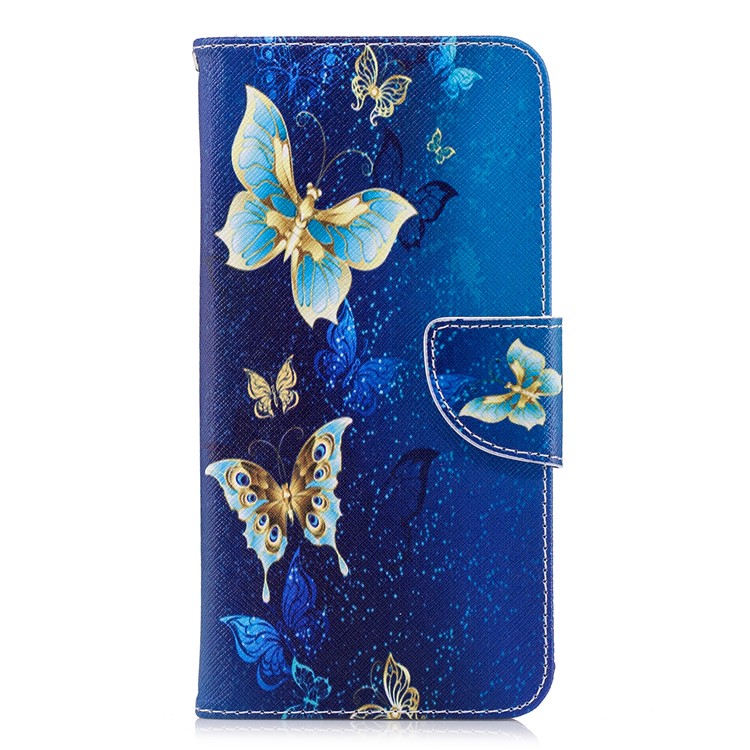 Pattern Printing Leather Stand Cover with Card Slots for Huawei Y9 (2018) / Enjoy 8 Plus - Butterfly Pattern-2