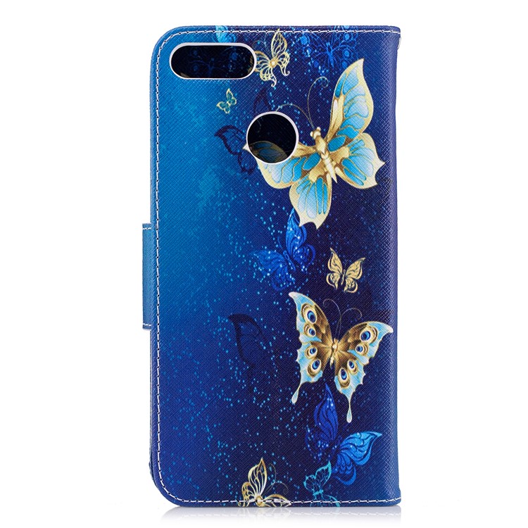 Pattern Printing Leather Stand Cover with Card Slots for Huawei Y9 (2018) / Enjoy 8 Plus - Butterfly Pattern-3